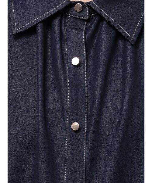 TONAL ブラウス シャツ デニムライクギャザーフレンチブラウス