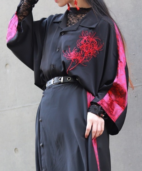 REZEN シャツ 彼岸花刺繍半袖シャツ メンズ : ZOZOTOWN Yahoo!店