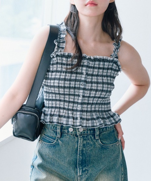 OLIVE des キャミソール シャーリングキャミブラウス : ZOZOTOWN