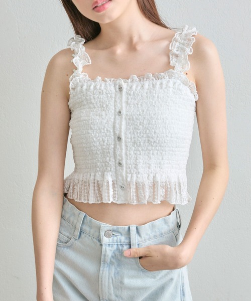 ブラウス シャツ シャーリングキャミブラウス レディース OLIVE des キャミソール シャーリングキャミブラウス : ZOZOTOWN