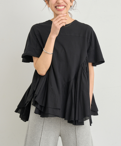IENA tシャツ 「追加」AAYUSHI/アユーシ ロングティアードフリル
