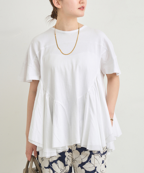 IENA tシャツ 「追加」AAYUSHI/アユーシ ロングティアードフリル