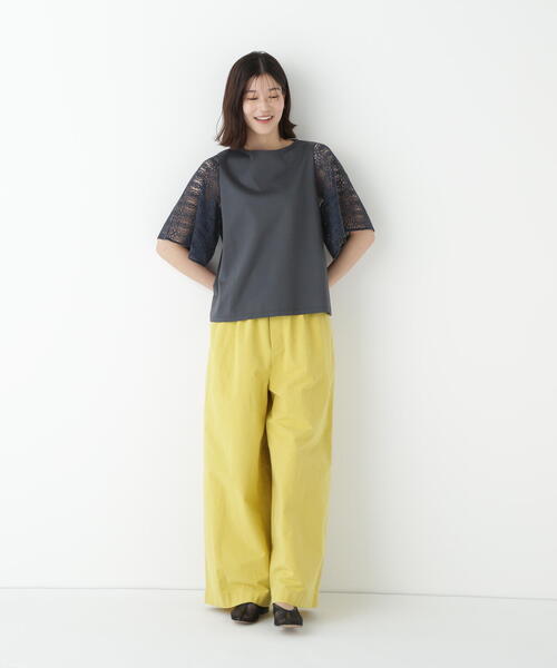 tシャツ 「接触冷感」ラッセルレースドッキングカットソープルオーバー レディースの画像