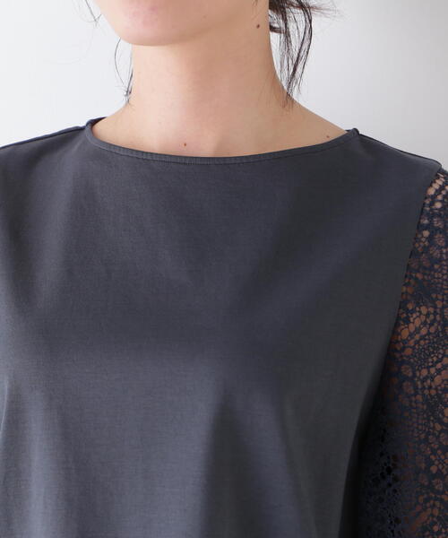 tシャツ 「接触冷感」ラッセルレースドッキングカットソープルオーバー レディースの画像