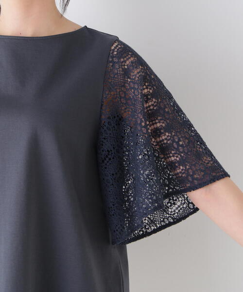 tシャツ 「接触冷感」ラッセルレースドッキングカットソープルオーバー レディースの画像