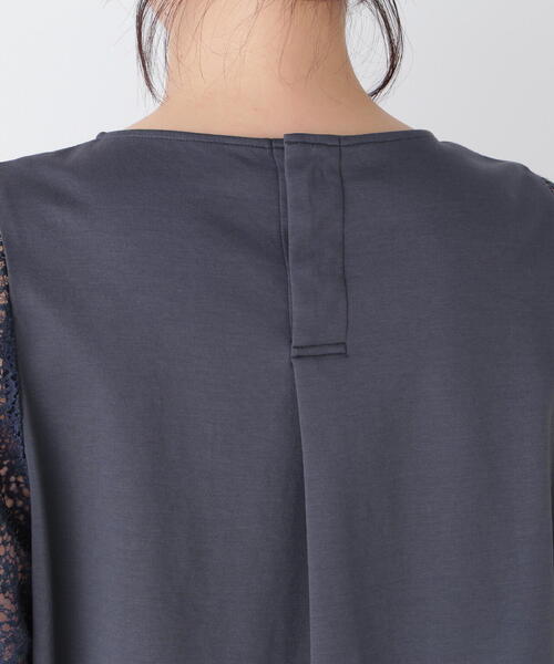 tシャツ 「接触冷感」ラッセルレースドッキングカットソープルオーバー レディースの画像