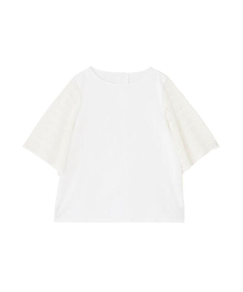tシャツ 「接触冷感」ラッセルレースドッキングカットソープルオーバー レディースの画像