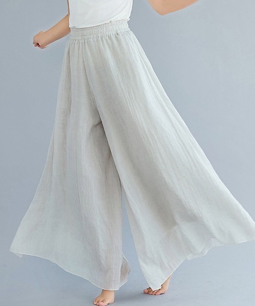 ワイドパンツ パンツ ラフなのに魅力的。ふわりロングキュロットイージーパンツ レディース | ブランド登録なし