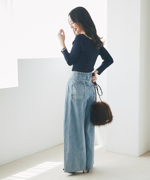 la boutique bonbon ハイウエストワイドデニム La boutique Bonbon ジーンズ デニム デニムパンツ 「待望の復刻