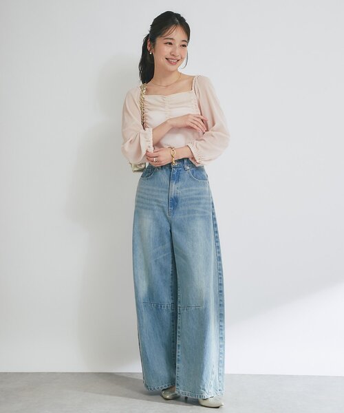 la boutique bonbon ハイウエストワイドデニム La boutique BonBon｜【新色ホワイト登場!】ハイウエストバギー