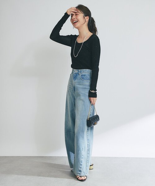 la boutique bonbon ハイウエストワイドデニム La boutique Bonbon ジーンズ デニム デニムパンツ 「待望の復刻