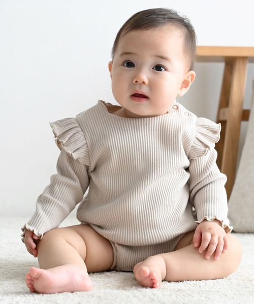 PUPPAPUPO（プッパプーポ） ベビー服 ロンパース 肩フリル 長袖