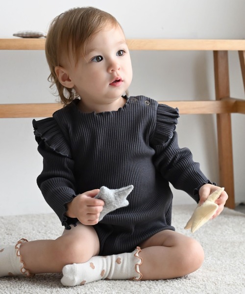 PUPPAPUPO（プッパプーポ） ベビー服 ロンパース 肩フリル 長袖