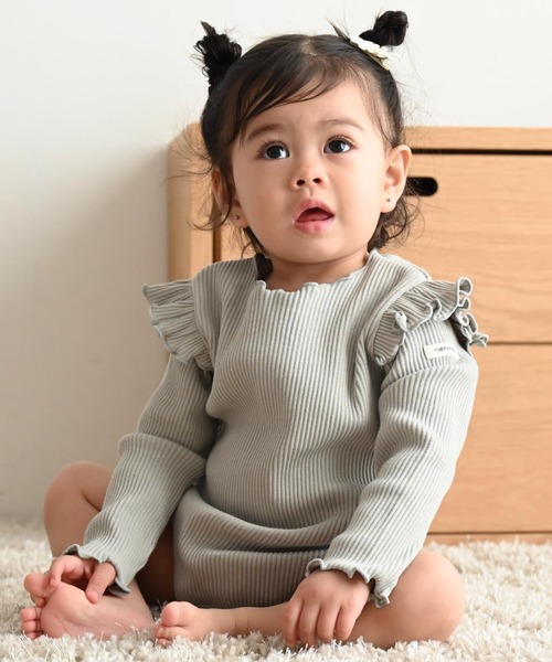 PUPPAPUPO（プッパプーポ） ベビー服 ロンパース 肩フリル 長袖