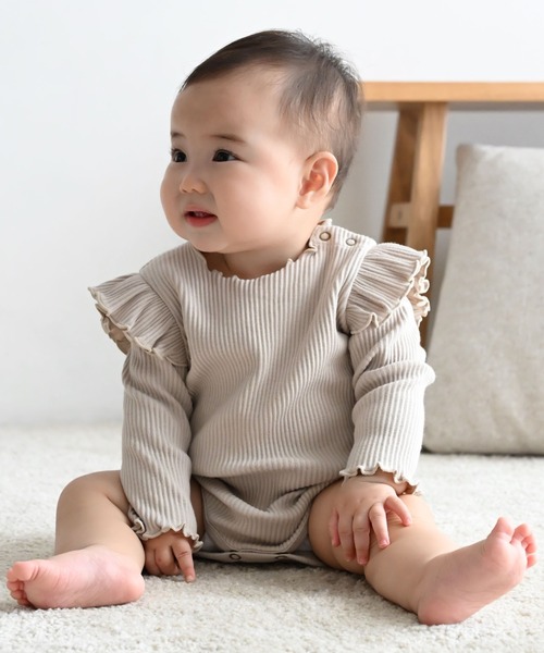 PUPPAPUPO（プッパプーポ） ベビー服 ロンパース 肩フリル 長袖