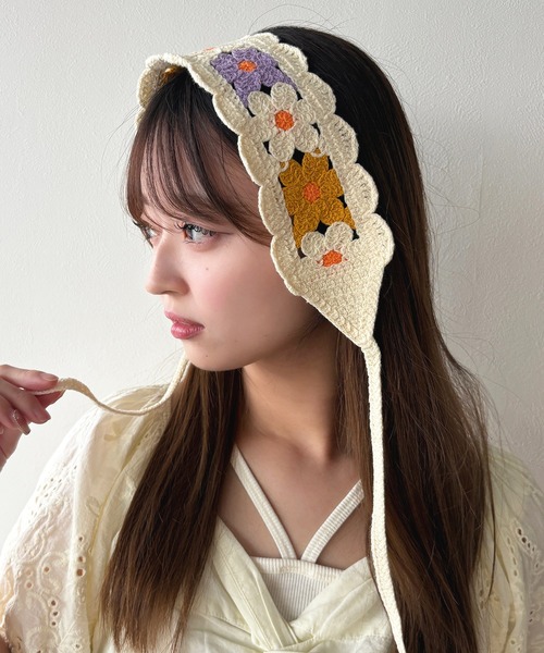 kutir（クティール） ヘアバンド kutirlune／クロシェ編みバブーシュカ