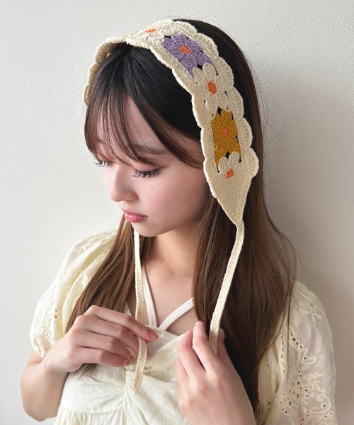 kutir（クティール） ヘアバンド kutirlune／クロシェ編みバブーシュカ