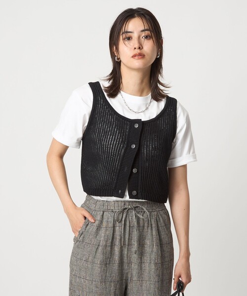 ベスト ジレ メッシュ ニット ビスチェ -ウォッシャブル- レディース