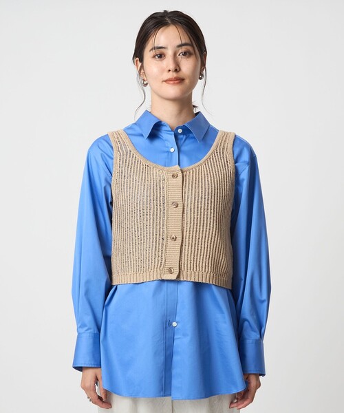 ベスト ジレ メッシュ ニット ビスチェ -ウォッシャブル- レディース
