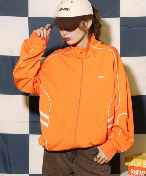 NERDY オレンジ　ジャージ　Mサイズ　パンツのみ NERDY ジャージ レーシングトラックトップス レディース メンズ
