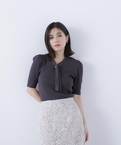 ニット セーター ボウタイリブニット レディース NATURAL BEAUTY BASIC ニット セーター ボウタイリブニット