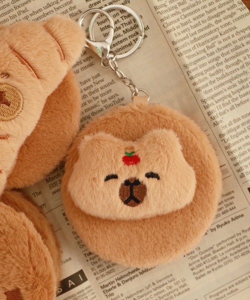 キティ　カピパラ　ストラップ ROOP TOKYO キーホルダー カピバラモチーフ 両面ミラー付き
