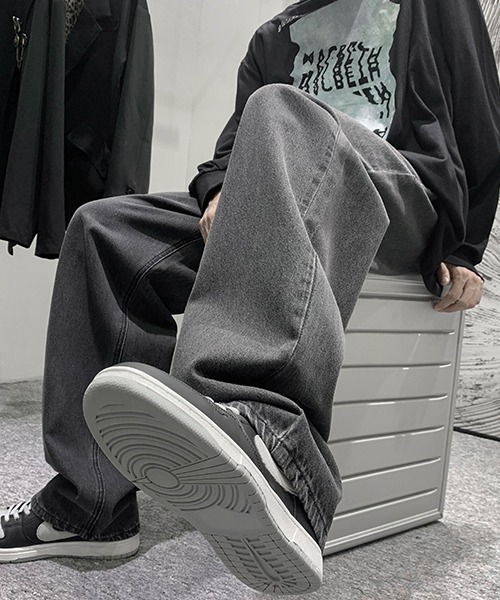 「Shoowtime」 加工デニムパンツ LARGE ブラウン メンズ