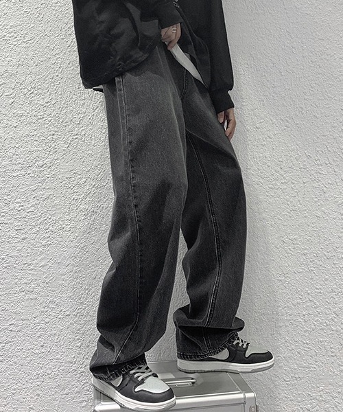 「Shoowtime」 加工デニムパンツ LARGE ブラウン メンズ