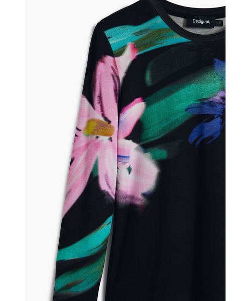 Desigual（デシグアル） tシャツ 水彩画風フローラル長袖Tシャツ