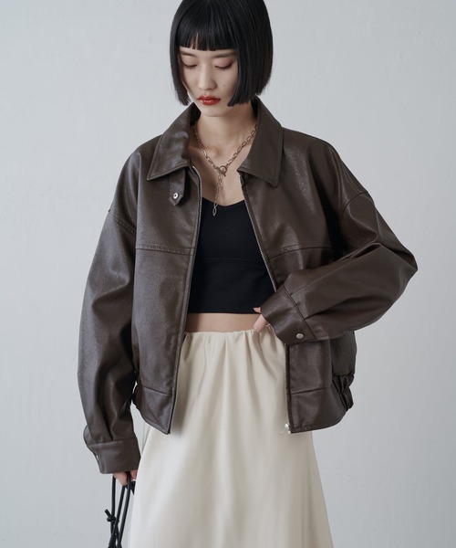 Lui's フェイクレザーブルゾン NEW ARRIVALS】 ▽シンセティックレザーブルゾン SIZE/S.M