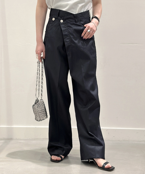 AP STUDIO／美品 スィンラインパンツ 38 ネイビー×ゴールド