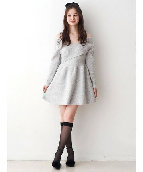 CALNAMUR（カルナムール） ワンピース クロスデザインニットミニ