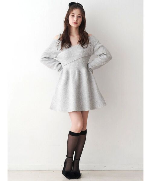 litmusミニワンピース CALNAMUR（カルナムール） ワンピース クロスデザインニットミニ