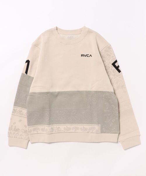 新品 RVCA 配色トレーナー ベージュ×ホワイト RVCA（ルーカ） トレーナー トレーナー スウェット キッズ クルー