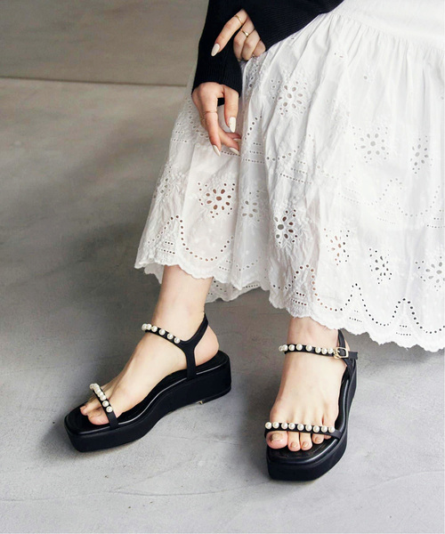 「LE TALON」 フラットサンダル MEDIUM ブラック×ブラック レディース_画像4