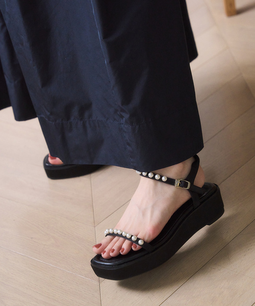 「LE TALON」 フラットサンダル MEDIUM ブラック×ブラック レディース_画像7