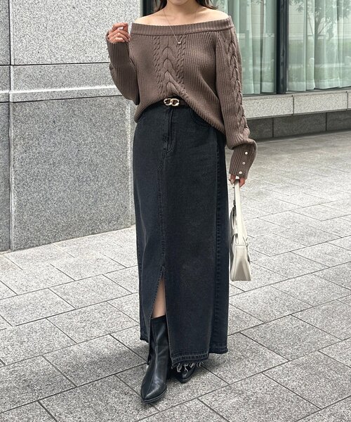 Thevon（ゼヴォン） ニット セーター ボートネックケーブルニット