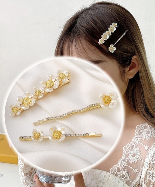 shoppinggo ヘアクリップ ヘアピン 花クリップ パッチン留 ヘア留め