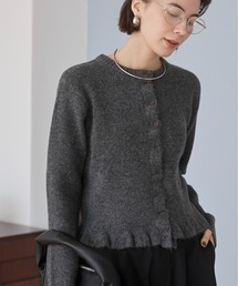 ANGIE カーディガン メランジニットフリルカーディガン レディース