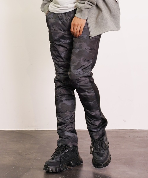 NEVER） Acquiesce パンツ 軽量ダウンスキニーパンツ メンズ
