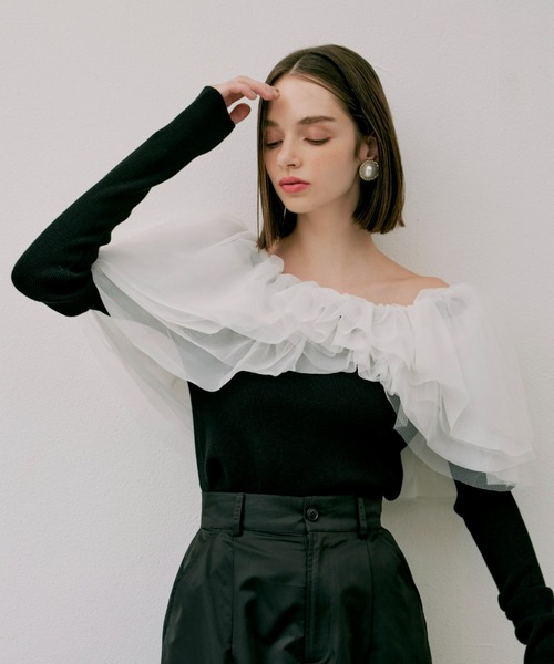 「J1U by LA BELLE ETUDE」 長袖ニット FREE シルバー レディース_画像2