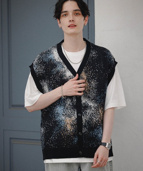 「RAGEBLUE」 ニットベスト LARGE ブルー メンズ_画像4