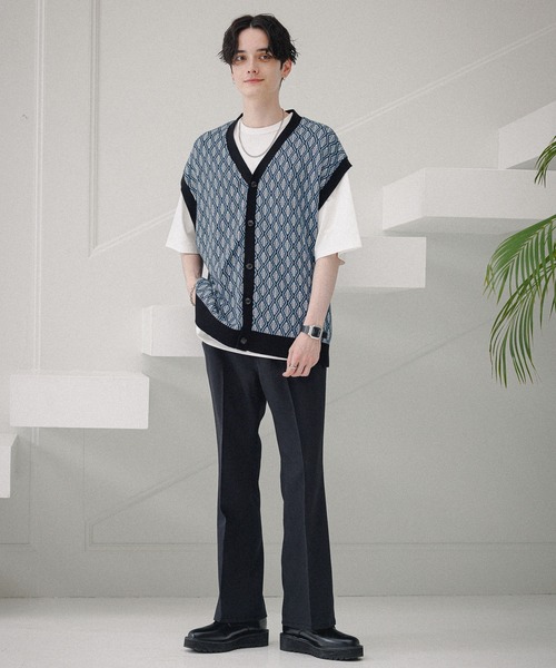 「RAGEBLUE」 ニットベスト LARGE ブルー メンズ_画像9