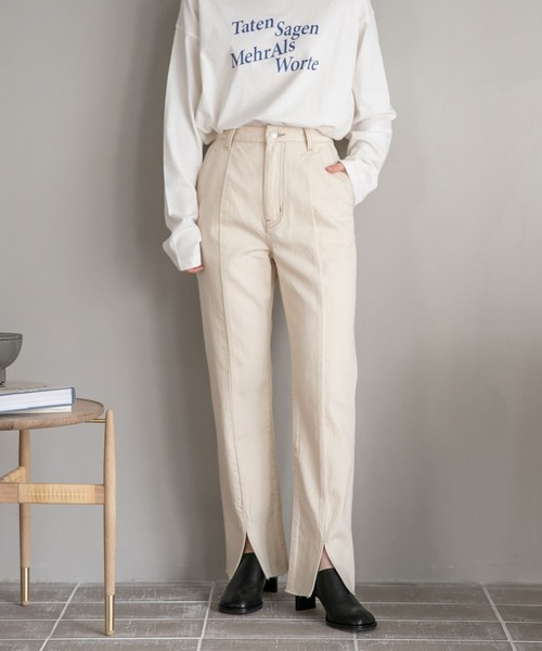 「LOWRYS FARM」 デニムパンツ LARGE ライトブルー レディース_画像4