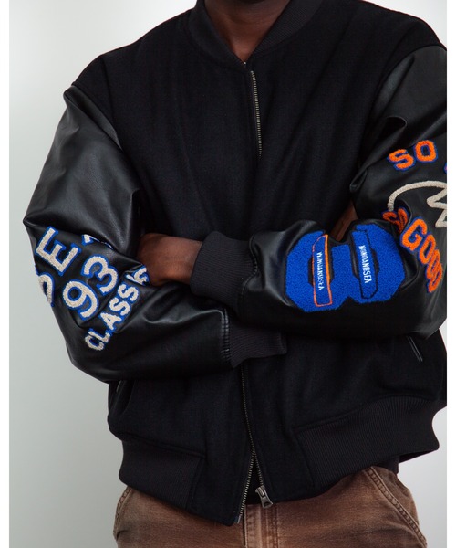 Wind and Sea スタジャン 黒　ウィンダンシー WIND AND SEA（ウィンダンシー） スタジャン Stadium Jacket メンズ