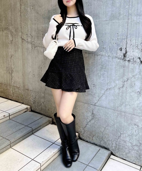 INGNI（イング） スカート アシメ切替ツイードミニスカパン : ZOZOTOWN