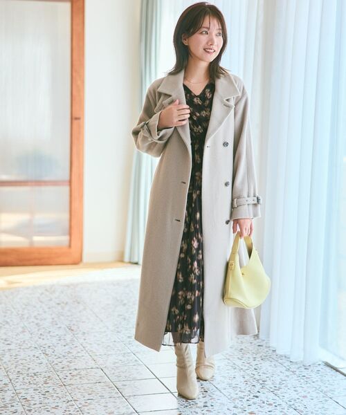 コート アウター セミダブルバックフレアウールコート 「低身長・小柄