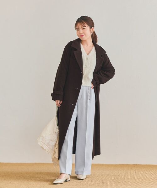コート アウター セミダブルバックフレアウールコート 「低身長・小柄