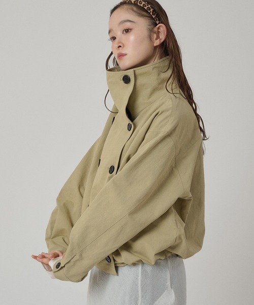 MUHET スタンドカラー ダブルブレストショートブルゾン MUHET（ミュエータ） ブルゾン アウター stand collar double breasted