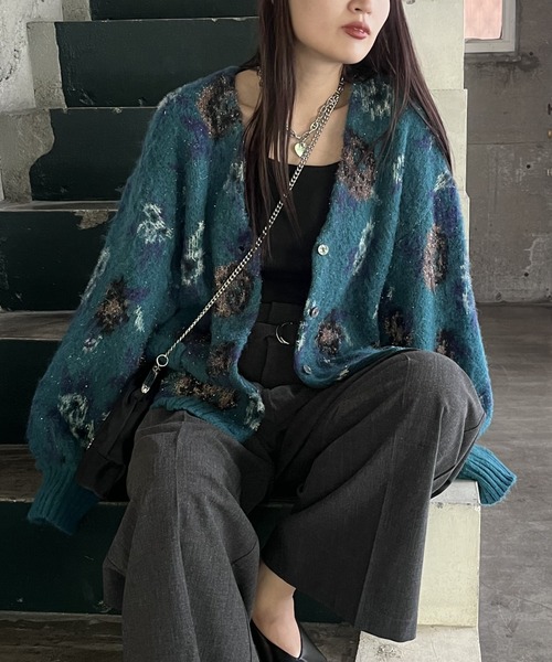 「JEANASIS」 ニットカーディガン FREE グリーン レディース_画像5